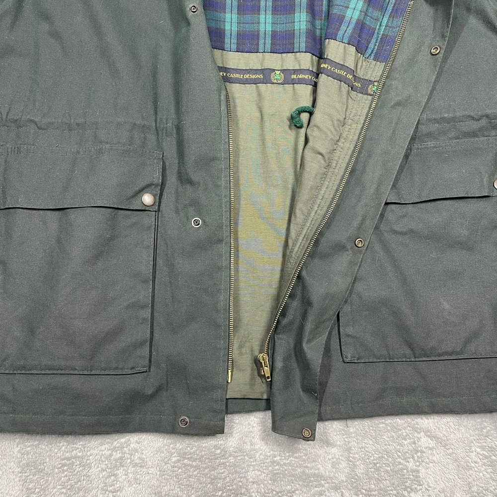 Blarney Castle Designs Ireland Field Jacket Mens M Green Leather Collar READ - Picture 6 of 8